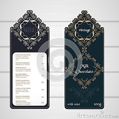 Set of vector restaurant menu western vintage style Vector Illustration