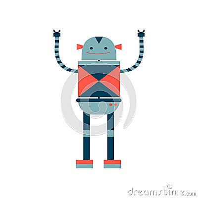 Set of vector robots in cartoon style. Isolated vector robots in a white background Vector Illustration