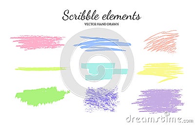 Set of vector scribble, smears pastel 2 Vector Illustration