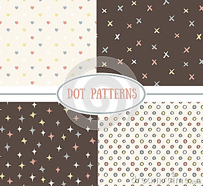 Set of vector seamless cute retro patterns. Vector Illustration