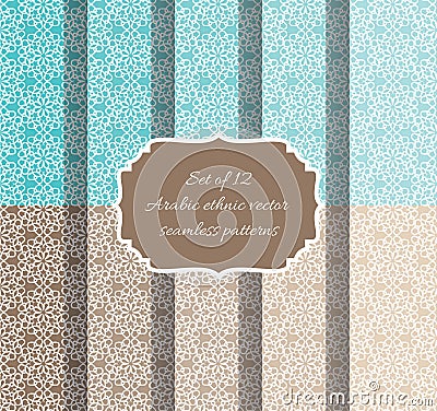 Set of vector seamless patterns in ethnic arabic style. Vector Illustration