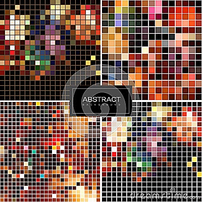 Set of vector shiny mosaic backgrounds Vector Illustration