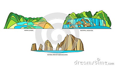 Set of vector signs of Mexican landscapes Stock Photo