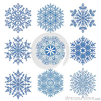 Set of Vector Snowflakes Vector Illustration