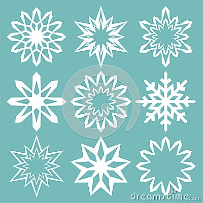 Set of vector snowflakes. Handmade collection for Christmas Vector Illustration