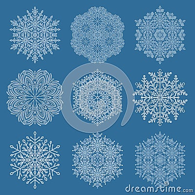 Set of Vector Snowflakes Vector Illustration