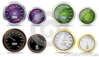 Set of vector speedometer and fuel icon Vector Illustration