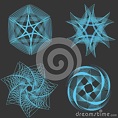 Set of vector spirograph multipurpose elements Vector Illustration