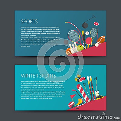 Set of vector sport banners. Flat design sport concept. Vector Illustration