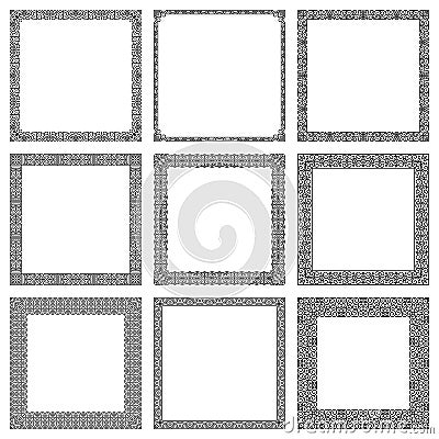 Set of vector square frames in traditional East style Vector Illustration