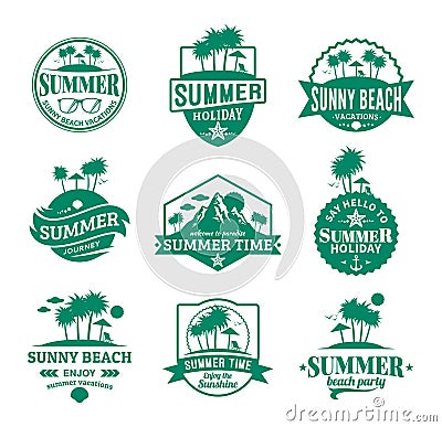 Set of vector summer emblems and design elements Vector Illustration