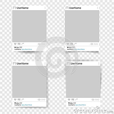 Set of vector template photo frame. Vector Illustration