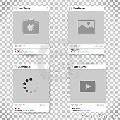 Set of vector template photo frame. Social network photo frame. Design for your photography and picture. Vector Illustration