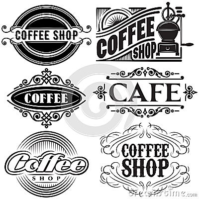 Set of vector templates in different retro styles for advertising coffee Vector Illustration