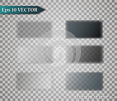 Set of vector transparent isolated shadows, round, oval and rectangular curved. Design elements on an isolated Vector Illustration