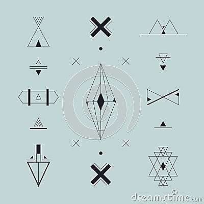 Set of vector trendy geometric icons, logos, signs Vector Illustration