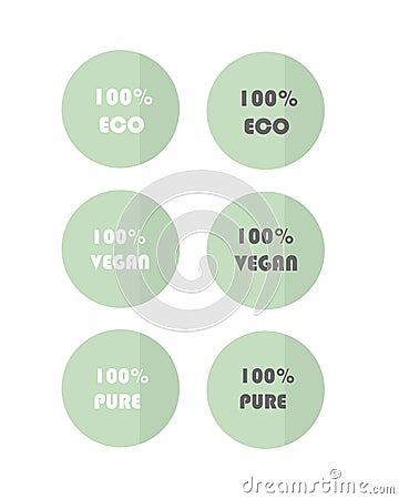 Set of vector web green eco labels cticker vegan pure eco Stock Photo