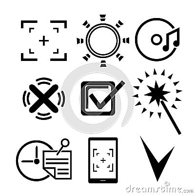 A set of vector icons of notes and checkmarks. Vector Illustration