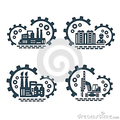 A set of vector logos for the construction of houses and industry. Vector Illustration