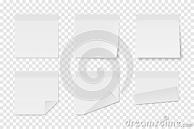Set of vector white paper adhesive stickers Vector Illustration