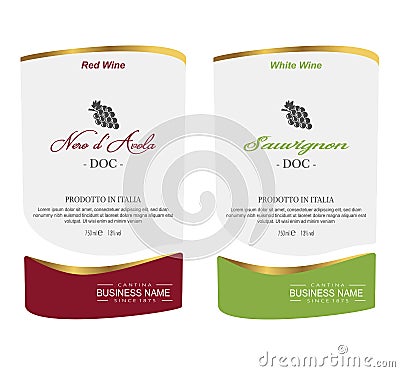 Set of Vector wine label Vector Illustration