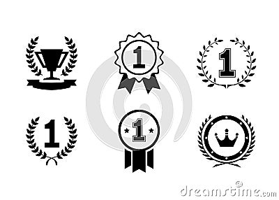 Set of vector winner emblems and leader icons Vector Illustration