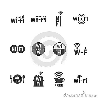 Set of vector wireless icons for wifi remote control access and radio communication Vector Illustration