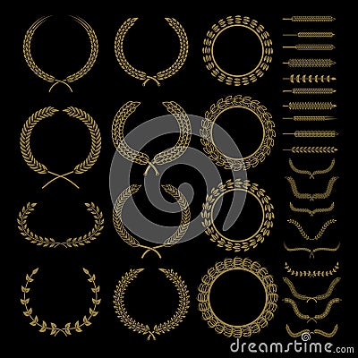 Set of vector wreaths and branches. Design elements for logo, label, emblem, badge, sign. Vector Illustration