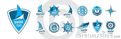 A set of vector Yacht logos on a white background Vector Illustration