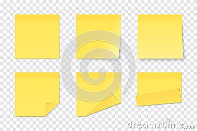 Set of vector yellow paper adhesive stickers Vector Illustration