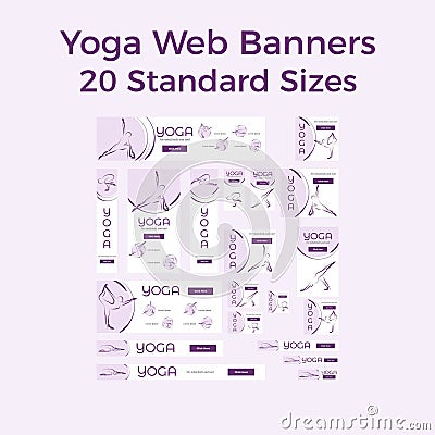 Set of vector yoga web bannes Vector Illustration