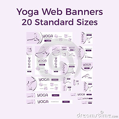 Set of vector yoga web bannes Vector Illustration