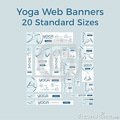 Set of vector yoga web bannes Vector Illustration