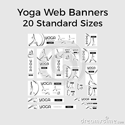 Set of vector yoga web bannes Vector Illustration