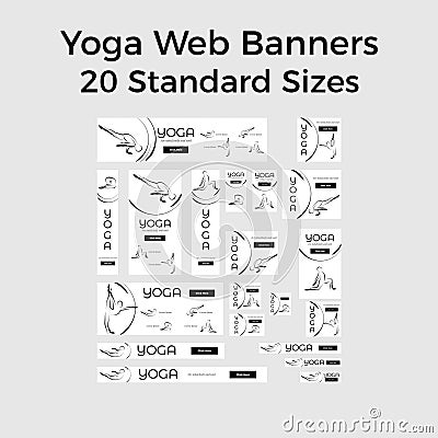 Set of vector yoga web bannes Vector Illustration
