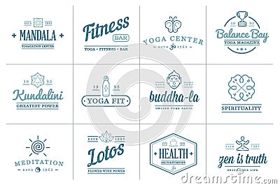 Set of Vector Yoga Zen Sport Elements Vector Illustration