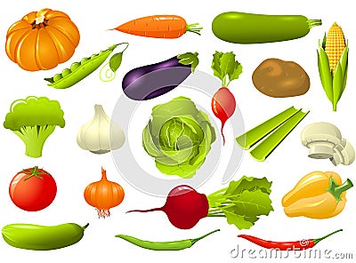 Set of vegetables Vector Illustration