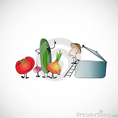 Set of vegetables for cooking soup. Vector design Vector Illustration