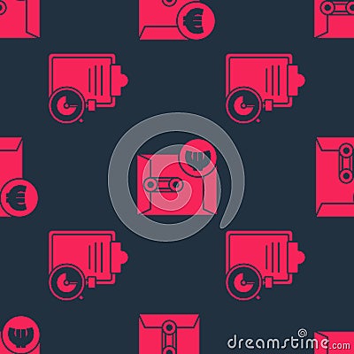 Set Verification of delivery list clipboard and Envelope with euro symbol on seamless pattern. Vector Vector Illustration