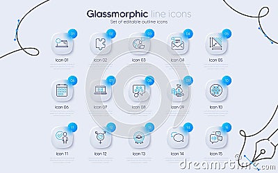 Set of Verification person, Puzzle and Voicemail line icons for web app. Pictogram icon. Vector Vector Illustration