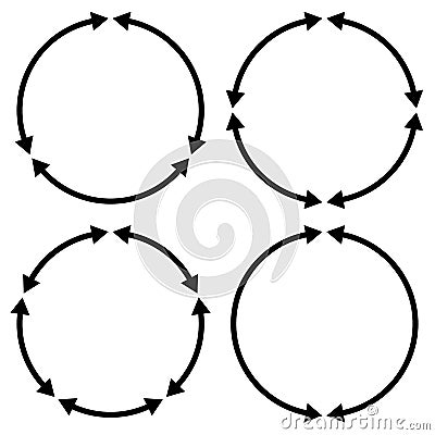 Set of 4 version circular arrow, circle arrow elements Vector Illustration