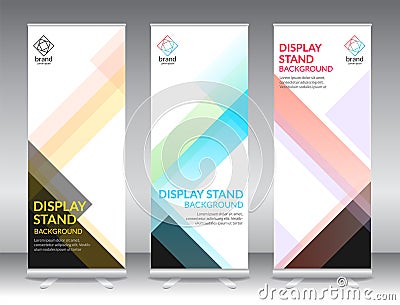 Set of vertical abstract display banner stand or roll up design Vector Illustration