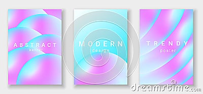 Set of vertical banners with abstract fluid shapes. Modern design with liquid vibrant background. Vector Illustration