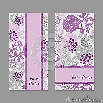 Set of vertical banners with flowers Vector Illustration