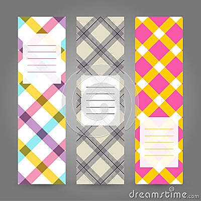 Set of Vertical Plaid Banners. Abstract Geometric ornament. Vector Illustration. Vector Illustration