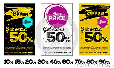 Set of Vertical Sale Posters. Vector Illustration