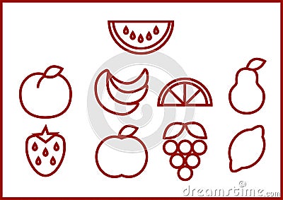 Set of very useful icons for the use of fruits Vector Illustration