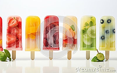 set of vibrant fruit poposicles on generative ai Stock Photo