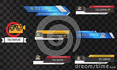 Set of Video headline title template. Unique banner design for video Vector Illustration