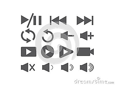 Set of video icons for logo design illustrator, play and pause and repet symbol Stock Photo